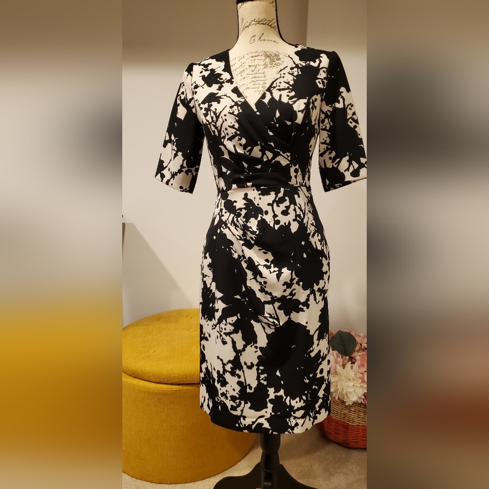 Elegant Black and White Midi Dress